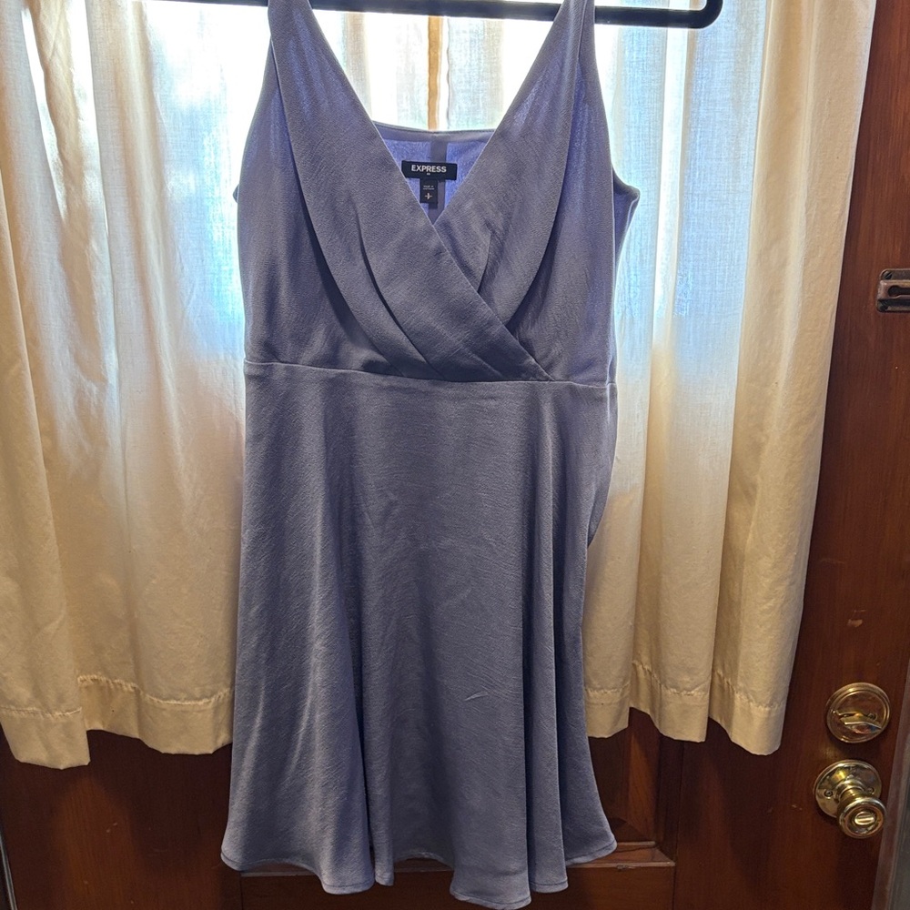 Express Light Blue V-Neck Dress